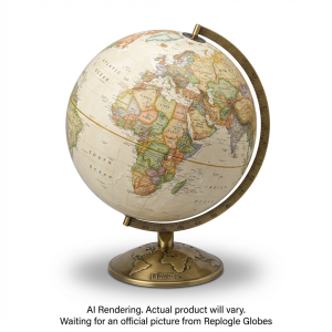 National Geographic Allamson 12"/30Cm Diameter Antique Parchment Ocean Desk Globe With Die-Cast Base And Semi- Meridian (English)