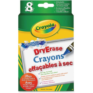 8 Dry Erase Crayons, Washable Original