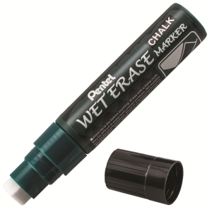 Pentel Arts Wet Erase Chalk Marker, Jumbo Chisel Tip, Black Ink