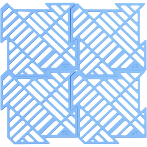 Happy Sinks 4-Piece Modular Puzzle Sink Mat - Lake Blue Silicone