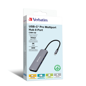 Verbatim CMH-08 USB-C Multiport Hub USB 3.2 GEN 1 PD / USB-A 3.0 x 3 / HDMI x 2 / SD / MicroSD