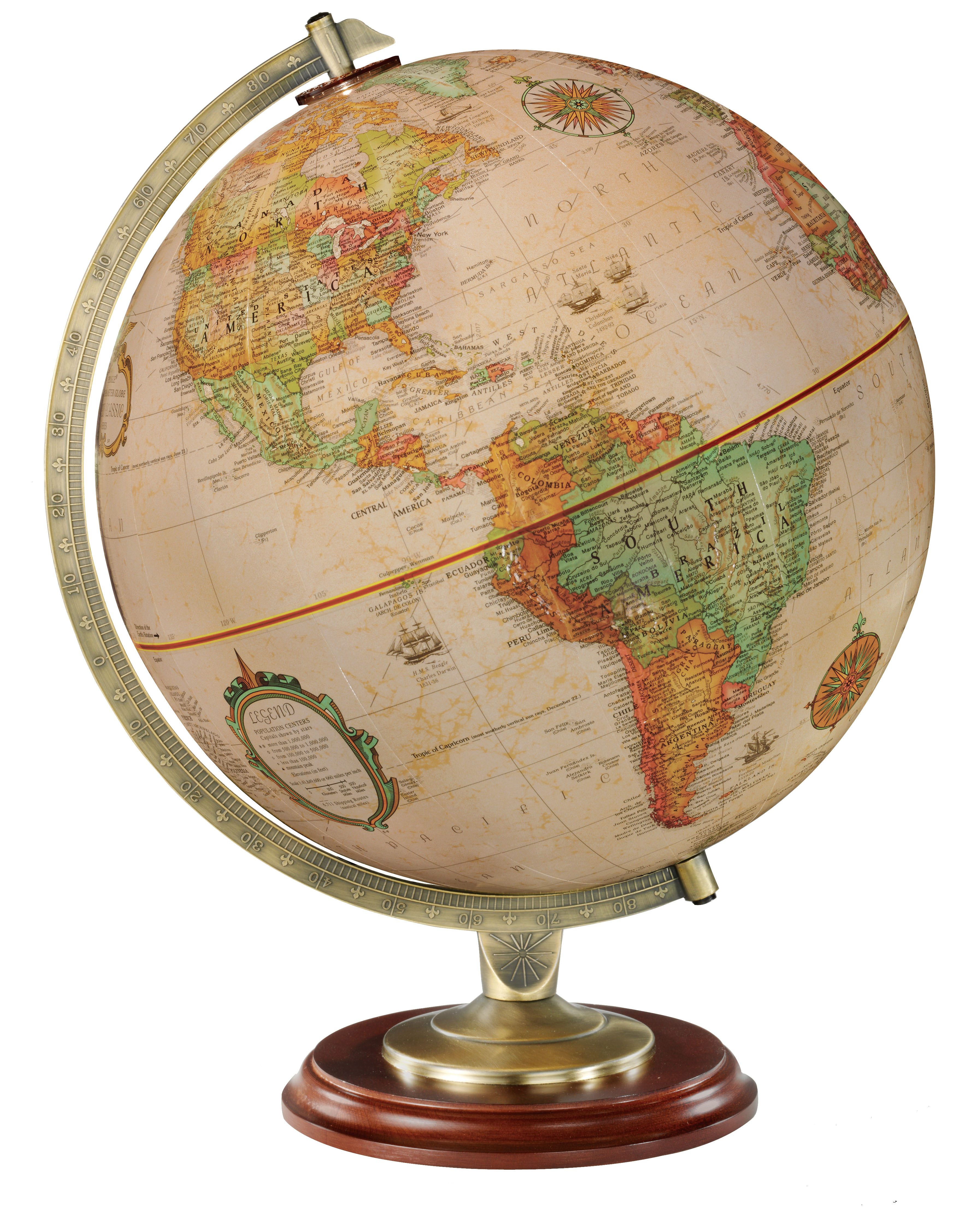 Replogle Kingston Globe 12"/30Cm Diameter Antique Ocean Desk Globe (French)