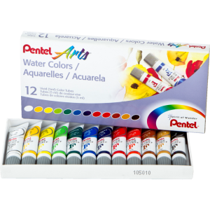 Pentel Arts Water Colours Assorted Colours, 12 Colour Pack
