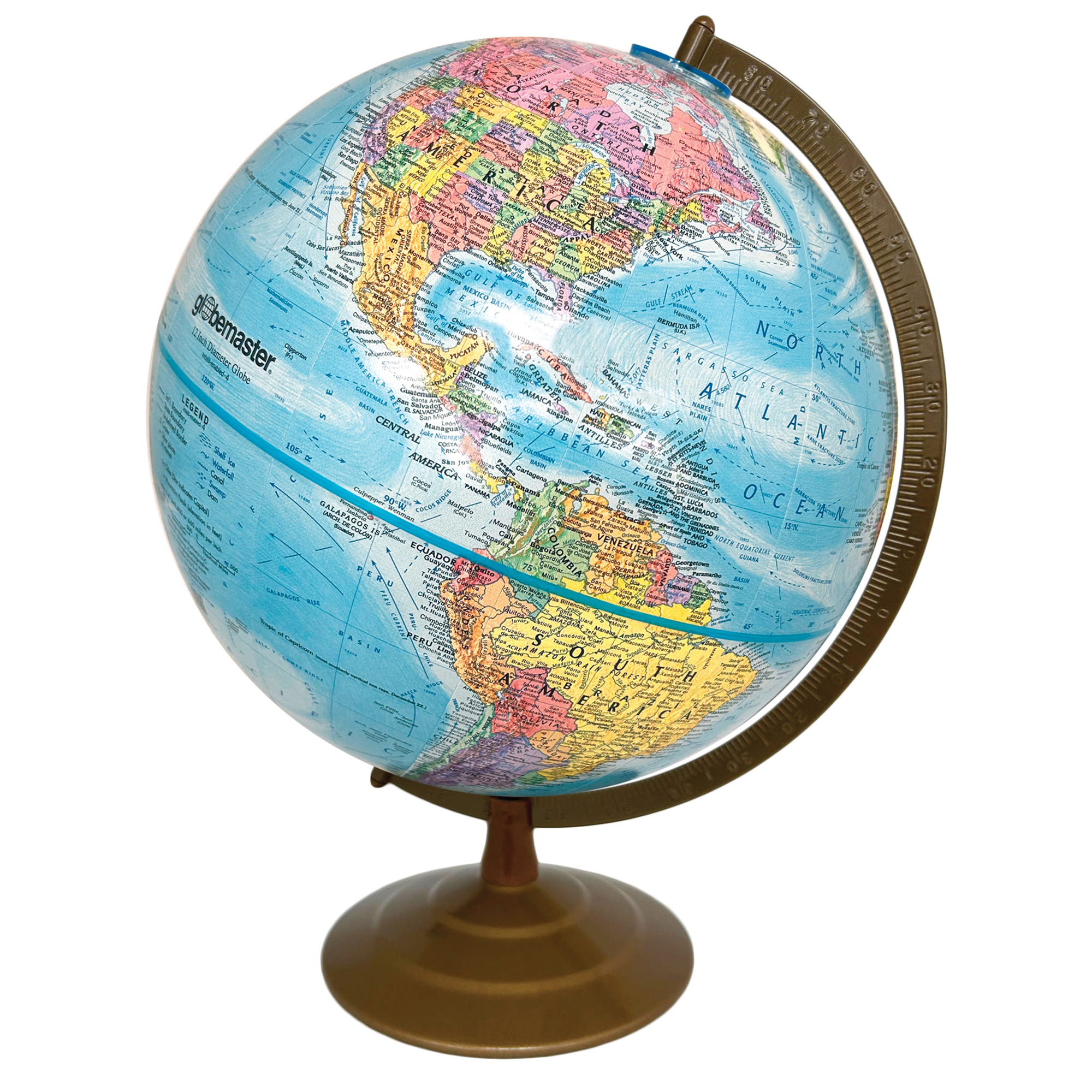 Globemaster 12"/30Cm Diameter Blue Ocean Desk Globe With Metal And Semi-Meridian (French)