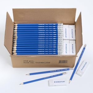 Staedtler Pre-Sharpened Wooden #2 Pencil With Block Erasers - Set Of 250 Pencils, 20 Erasers