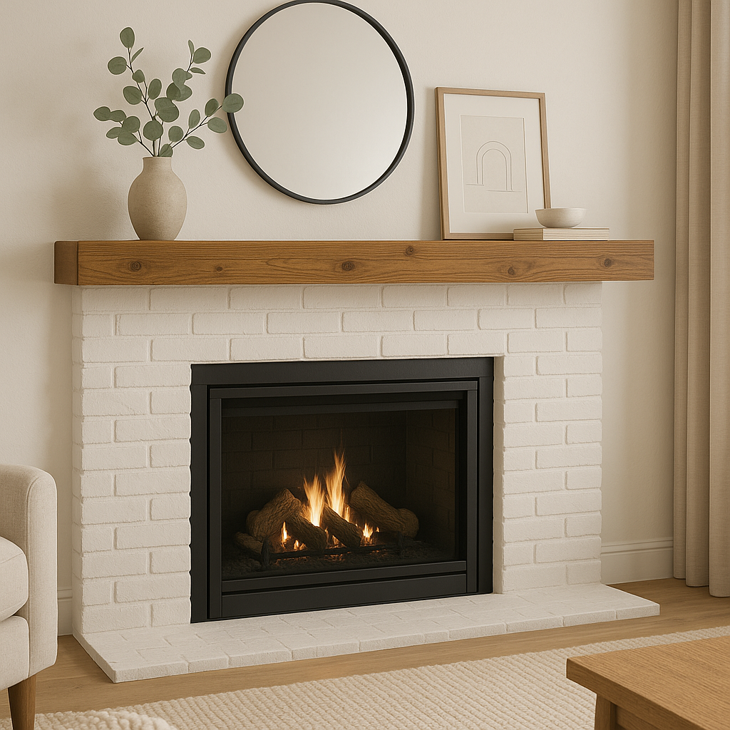 Floating Beam Fireplace Mantel 72 x 5 x 7 Whiskey Brown