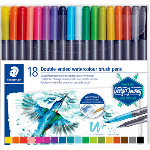 Double-ended watercol. brush 18pcs