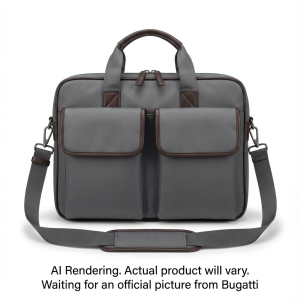 Bugatti MBT2714BU-GREY Madison Nylon Briefcase ? Professional 15.6 Inch Laptop Bag with Vegan Leather Trim