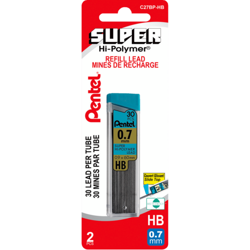 Hi-Polymer Super Lead Refill (0.7mm), HB, 30 Leads per Tube, 1PC Pack
