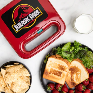 Jurassic Park Grilled Cheese Maker & Compact Panini Press ? Iconic T-Rex Logo Design