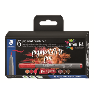Pigment Brush Pen Reds&Browns 6Pcs