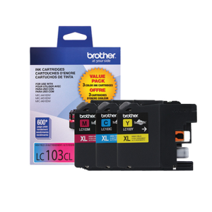 Brother LC1033PKS 3-Pack of Innobella  Colour Ink Cartridges (1 each of Cyan, Magenta, Yellow), High Yield (XL Series)