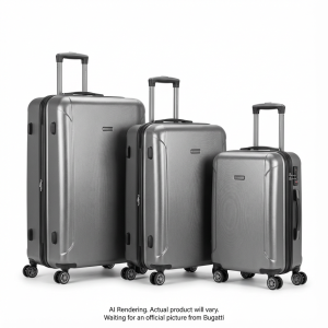 Bugatti HLG4703BU-GREY Manchester 3-Piece Luggage Set ? Integrated AirTag Tracking & TSA Locks (Carry-On/Med/Large)