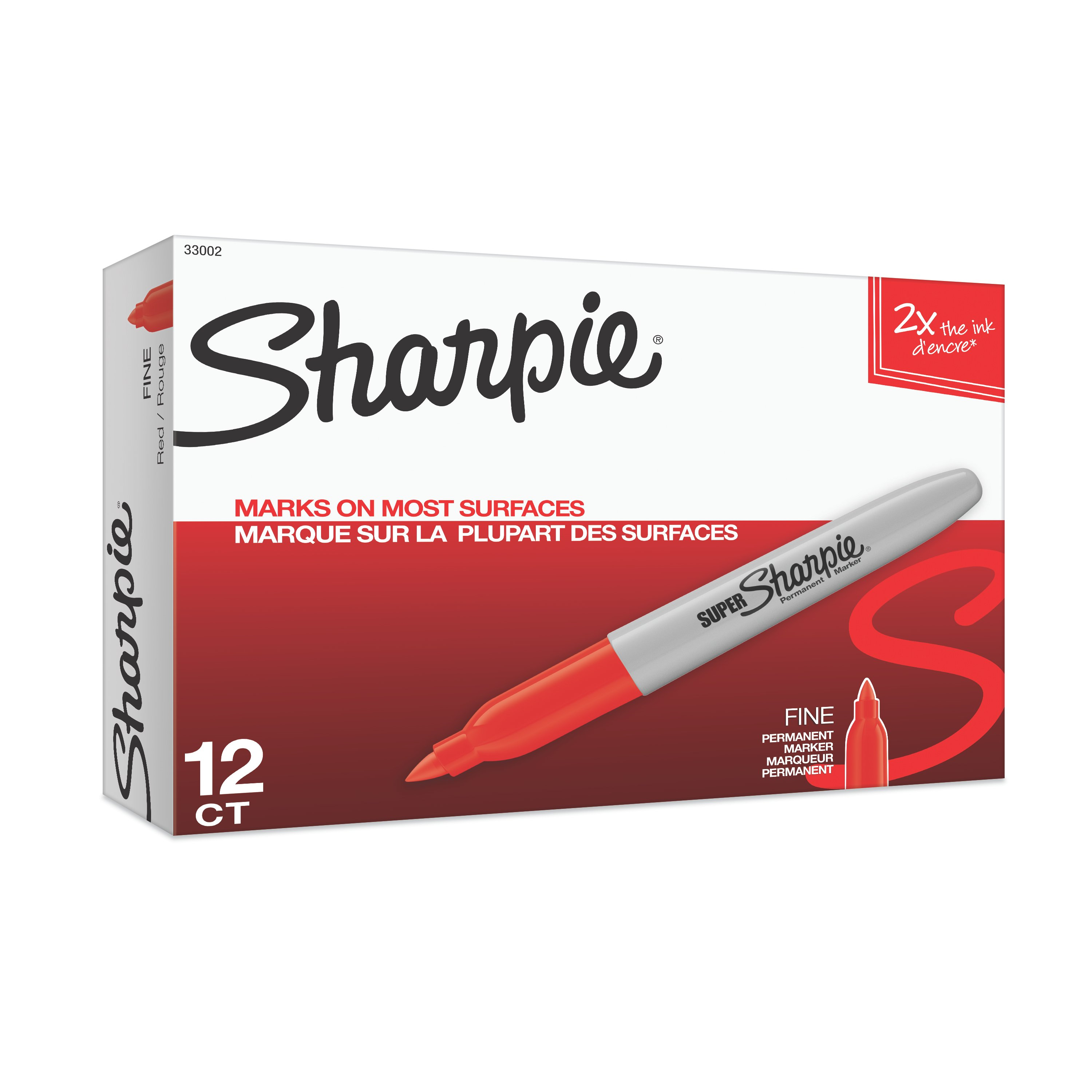 Sharpie Super Permanent Marker, Fine Point, Red, 1 Unit