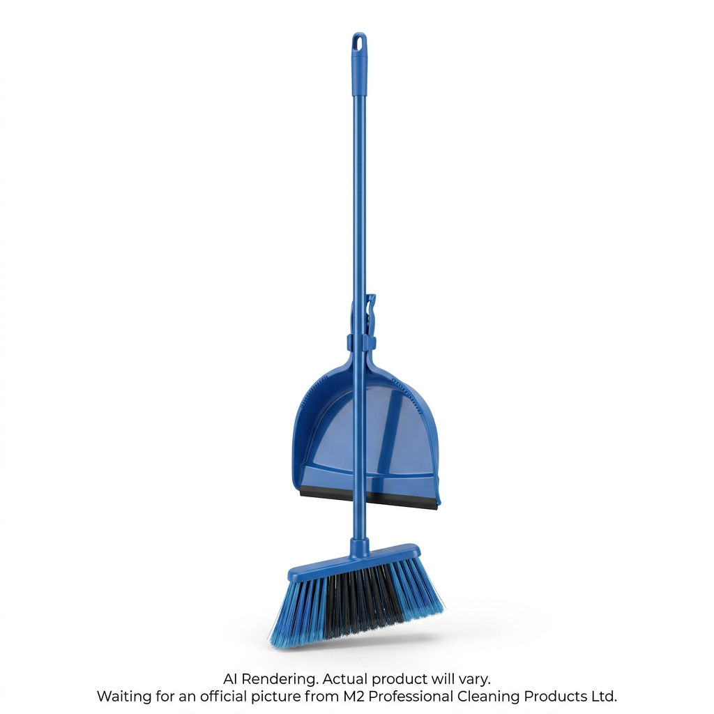 12" Mars Angle Broom Blue/Black w/48" Handle & w/13"Clip On Dust pan