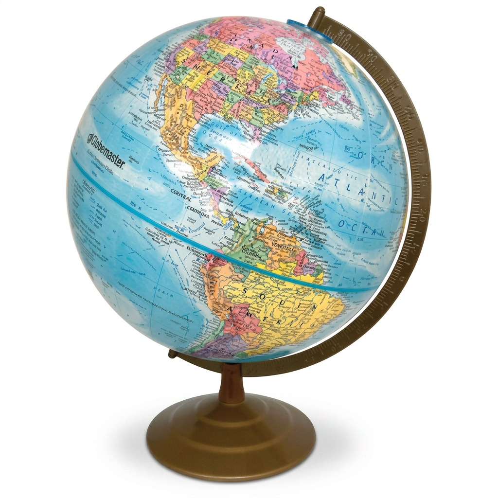 Globemaster 12"/30Cm Diameter Blue Ocean Desk Globe With Metal And Semi-Meridian (English)