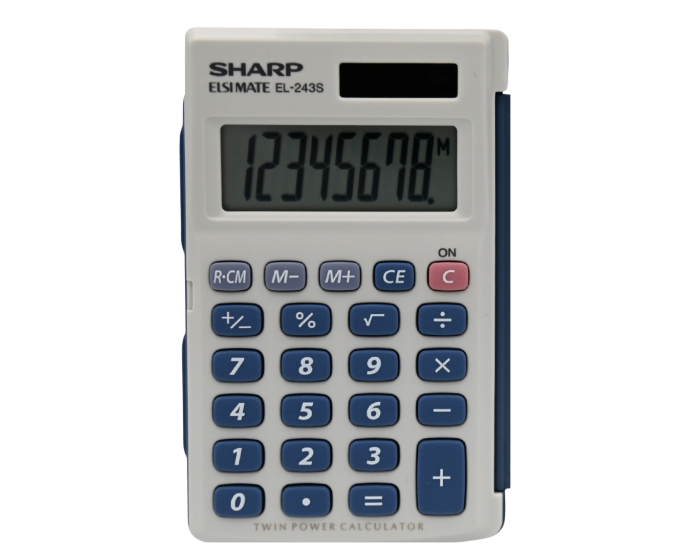 Sharp EL243S 8-Digit Hand-held Calculator – Twin Power Solar & Battery with Protective Cover