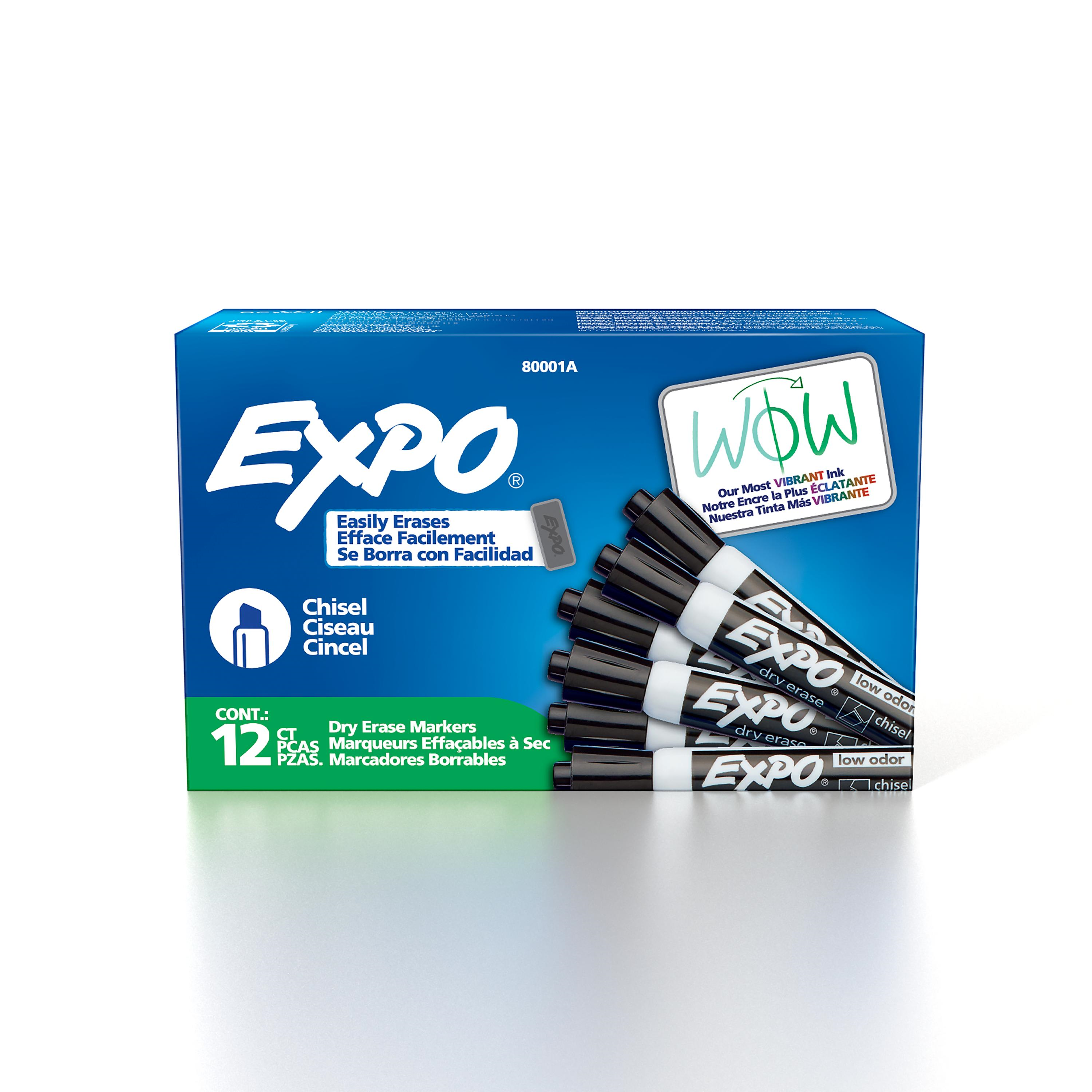 EXPO Dry Erase Marker, Low Odour Ink, Black, Chisel Tip, 1 Unit