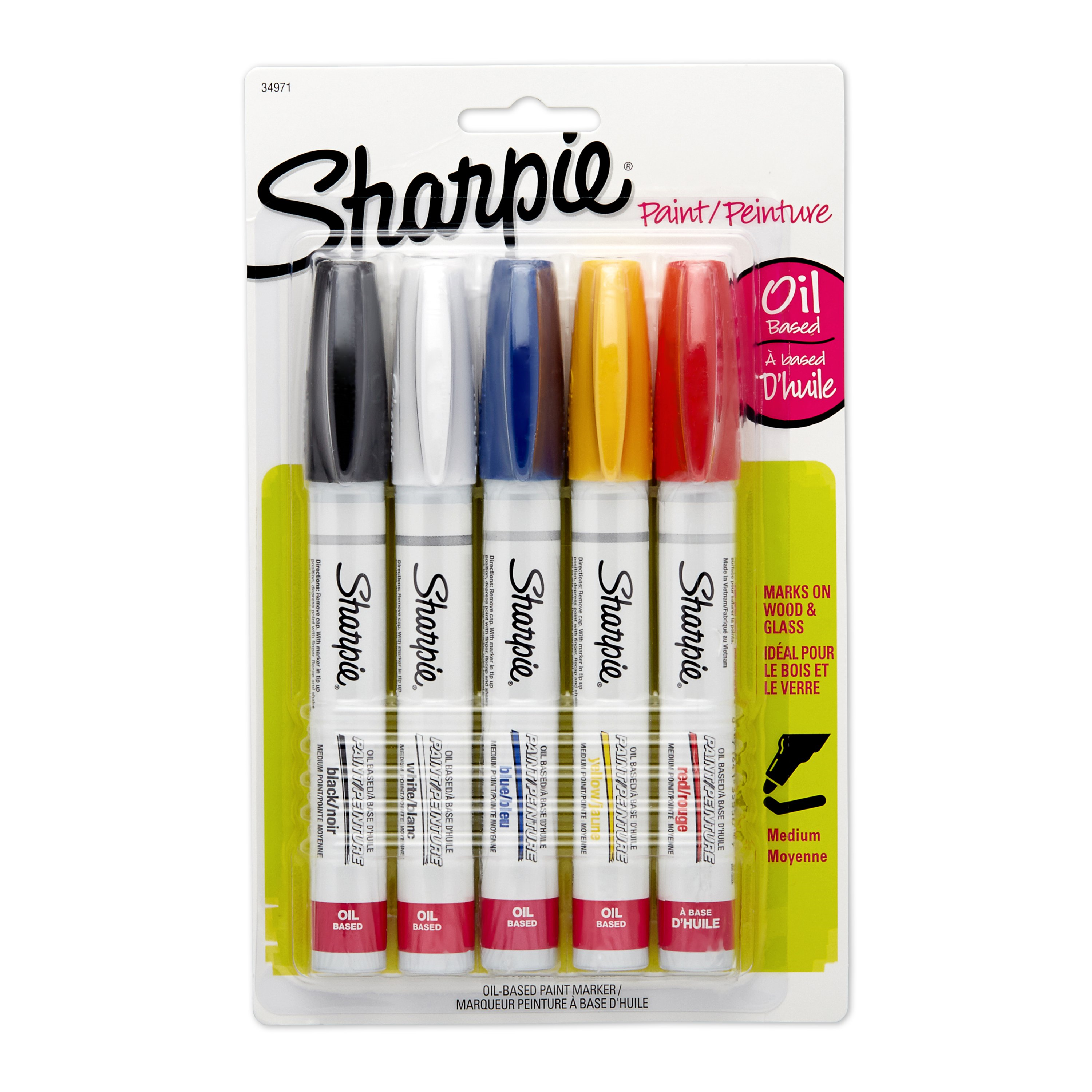 Sharpie Oil-Based Paint Markers, Medium Point, Assorted Colours, 5 Count