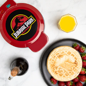 Jurassic Park 7" Waffle Maker – Iconic T-Rex Logo Non-Stick Character Waffle Iron