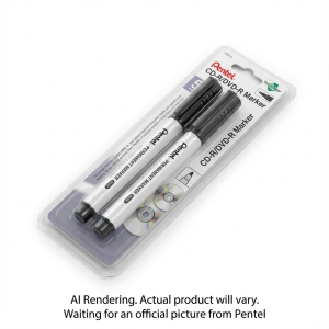 CD-R/DVD-R Permanent Marker (2.0mm), Bullet Tip, 2PC Pack, Black Ink