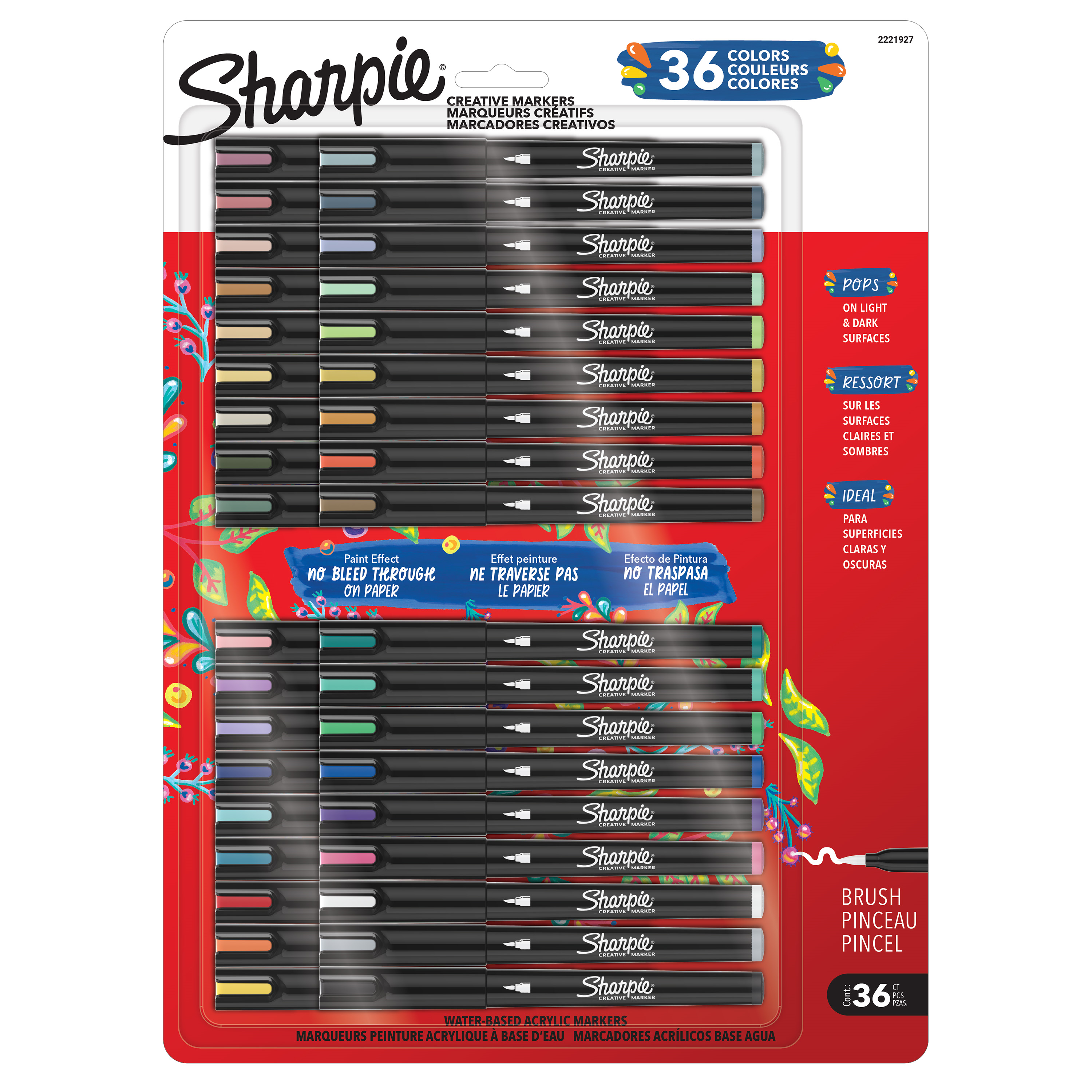 Sharpie Creative Markers Variety Pack, Water-Based Acrylic Paint Markers, Brush Tip, Assorted, 36 Count
