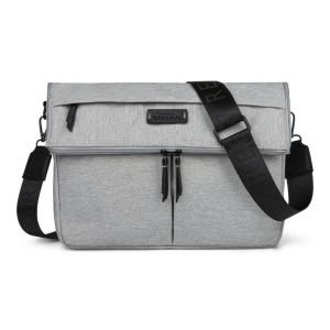 Bugatti Reborn Collection Convertible Crossbody Bag in Grey RPET Recycled Polyester – Fits 14" Laptops with RFID Protection