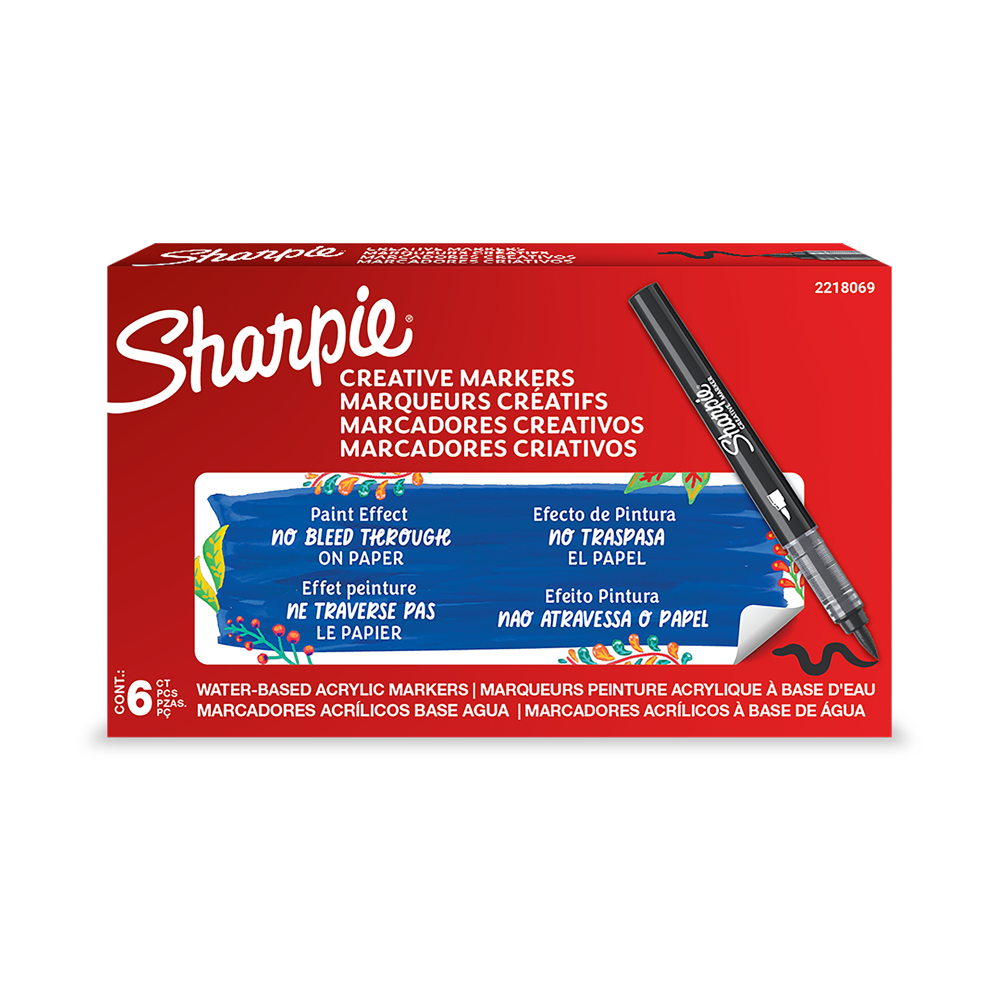 Sharpie Creative Marker, Water-Based Acrylic Marker, Brush Tip, Black, 1 Unit