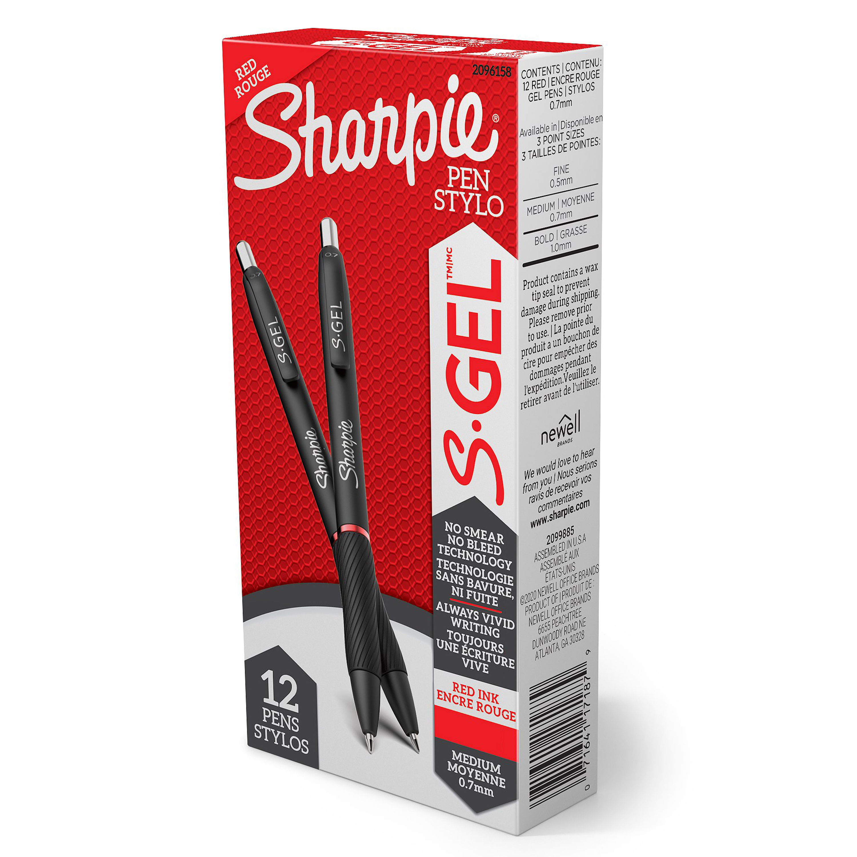 Sharpie S-Gel, Gel Pen, Medium Point (0.7 mm), Red Ink Gel Pen, 1 Unit