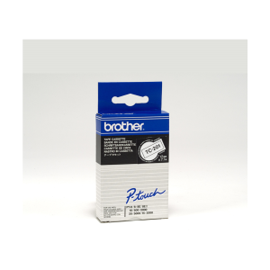 Brother TC201 Black on White 12 mm Tape for P-touch, 7.7 m