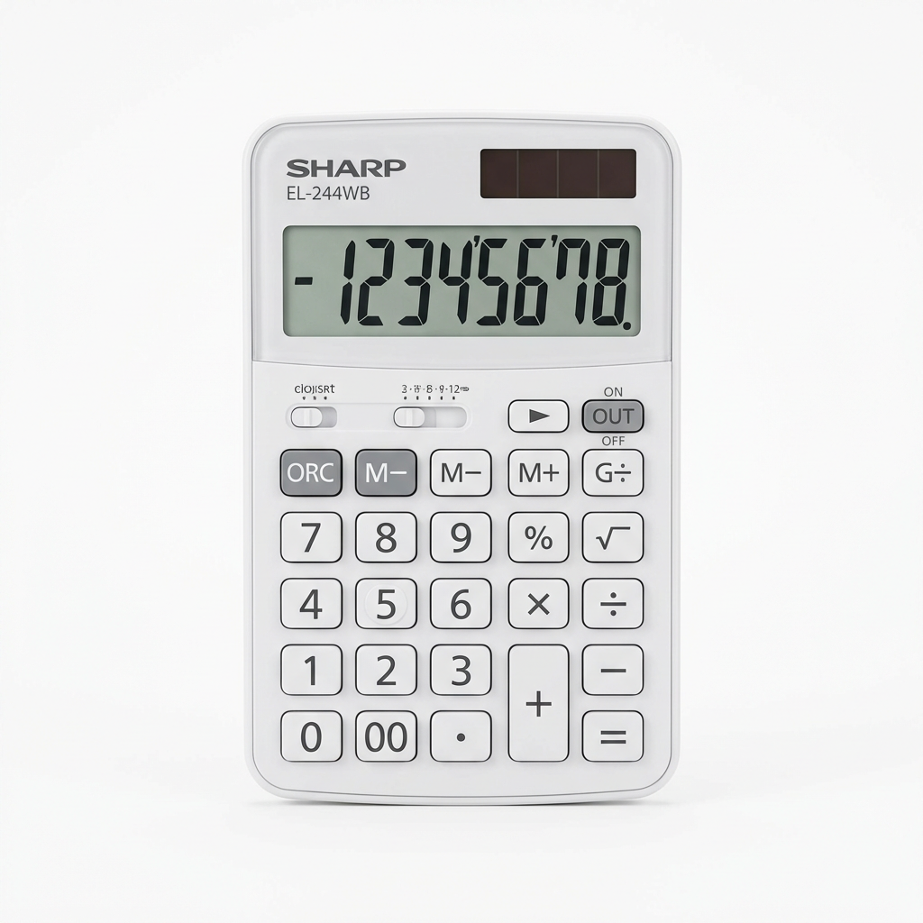 Sharp EL244WB Professional Pocket Calculator – 8-Digit Extra-Large Display & Twin-Power
