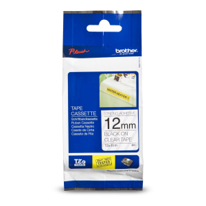 Brother Genuine TZe-S131 Black on Clear Extra Strength Adhesive Tape for P-touch Label Makers, 12 mm wide x 8 m long