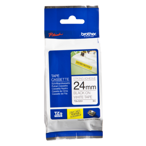 Brother Genuine TZe-S251 Black on White Extra Strength Adhesive Tape for P-touch Label Makers, 24 mm wide x 8 m long