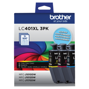 Brother Genuine LC401XL3PKS High-Yield Colour Ink Cartridge 3-Pack
