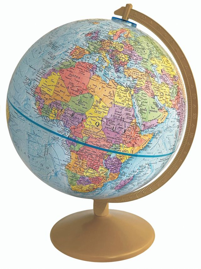 Explorer 12"/30Cm Diameter Blue Ocean Desk Globe With Metal And Semi-Meridian (French)