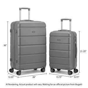 Bugatti Osaka Hardside 2-Piece Luggage Set ? Grey Expandable Suitcases with Spinner Wheels (HLG6102BU)