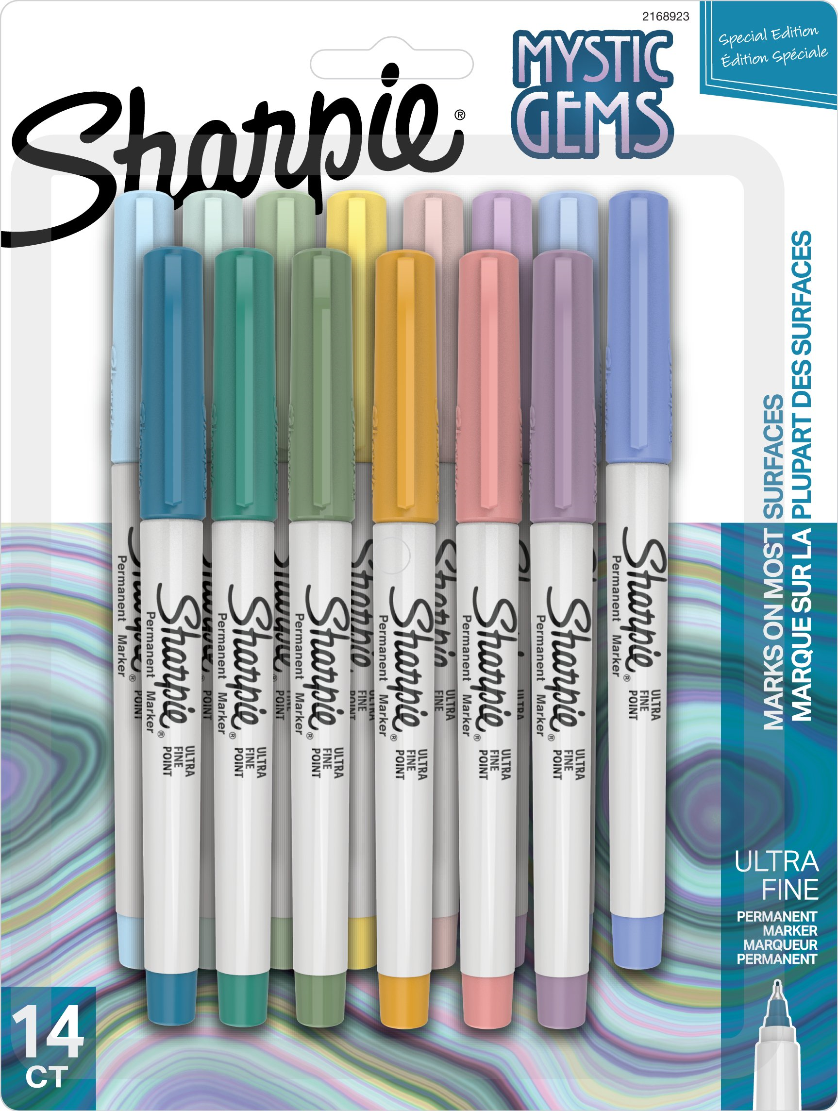 Sharpie Permanent Markers, Mystic Gem Special Edition, Ultra Fine Point, Assorted Colours, 14 Count