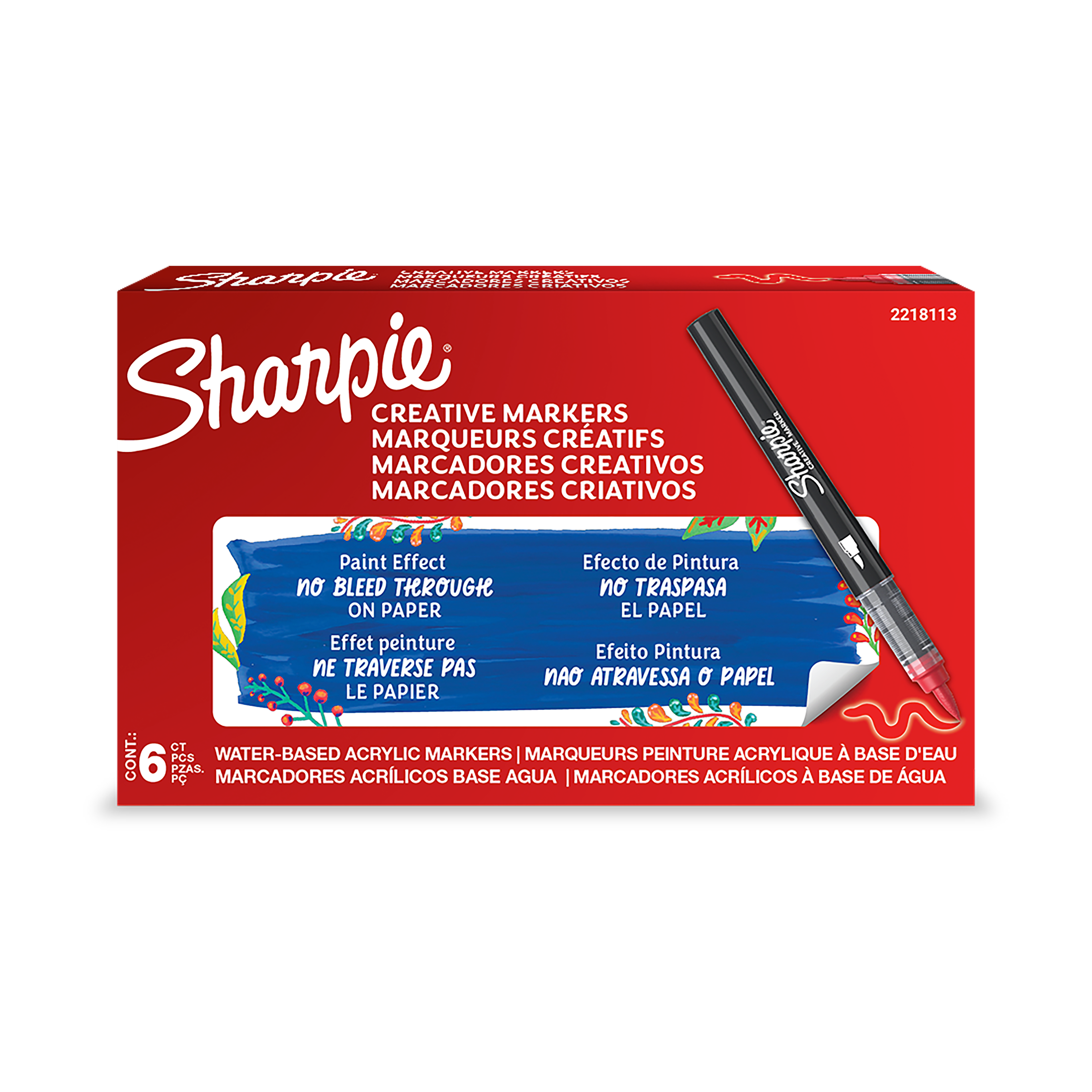 Sharpie Creative Marker, Water-Based Acrylic Marker, Brush Tip, Red, 1 Unit