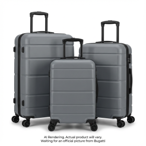 Bugatti 3-Piece Hardside Luggage Set in Grey ? Expandable ABS Travel Suite (Carry-on, Medium, Large) (HLG6103BU)