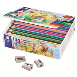 Extruded color pencil,class pack, 144ct + 3 sharpeners 510 10 (12 colours x 12packs)