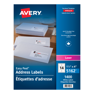 5162 WHITE, EASY PEEL, 4" X 1 1/3", PERMANENT,  100 SHEETS/B