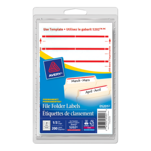 5201 FILING LABELS, 3 1/2" X  5/8",   SHEETS, PERMANENT, RED