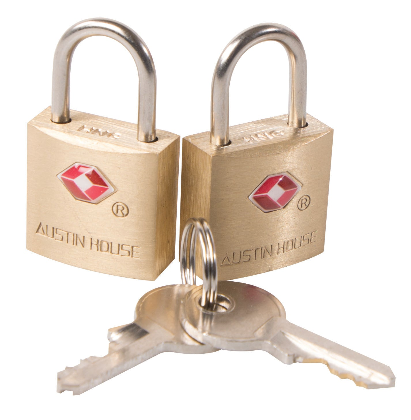 Tsa 2X Padlocks W/Keys Brass