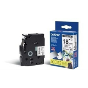 Brother Genuine Tze-FX241 Black on White Flexible ID Laminated Tape for P-touch Label Makers, 18 mm wide x 8 m long