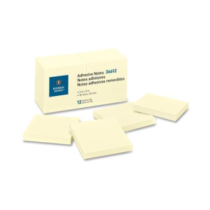 NOTES, 3" X 3", YELLOW, REPOSITIONABLE, 12/PK