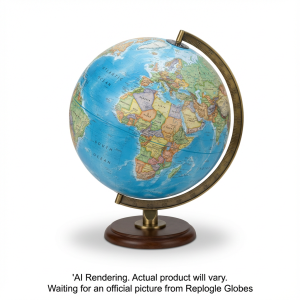 Replogle Globes 12" National Geographic Hudson Desk Globe – Blue Ocean with Walnut-Finished Hardwood Base