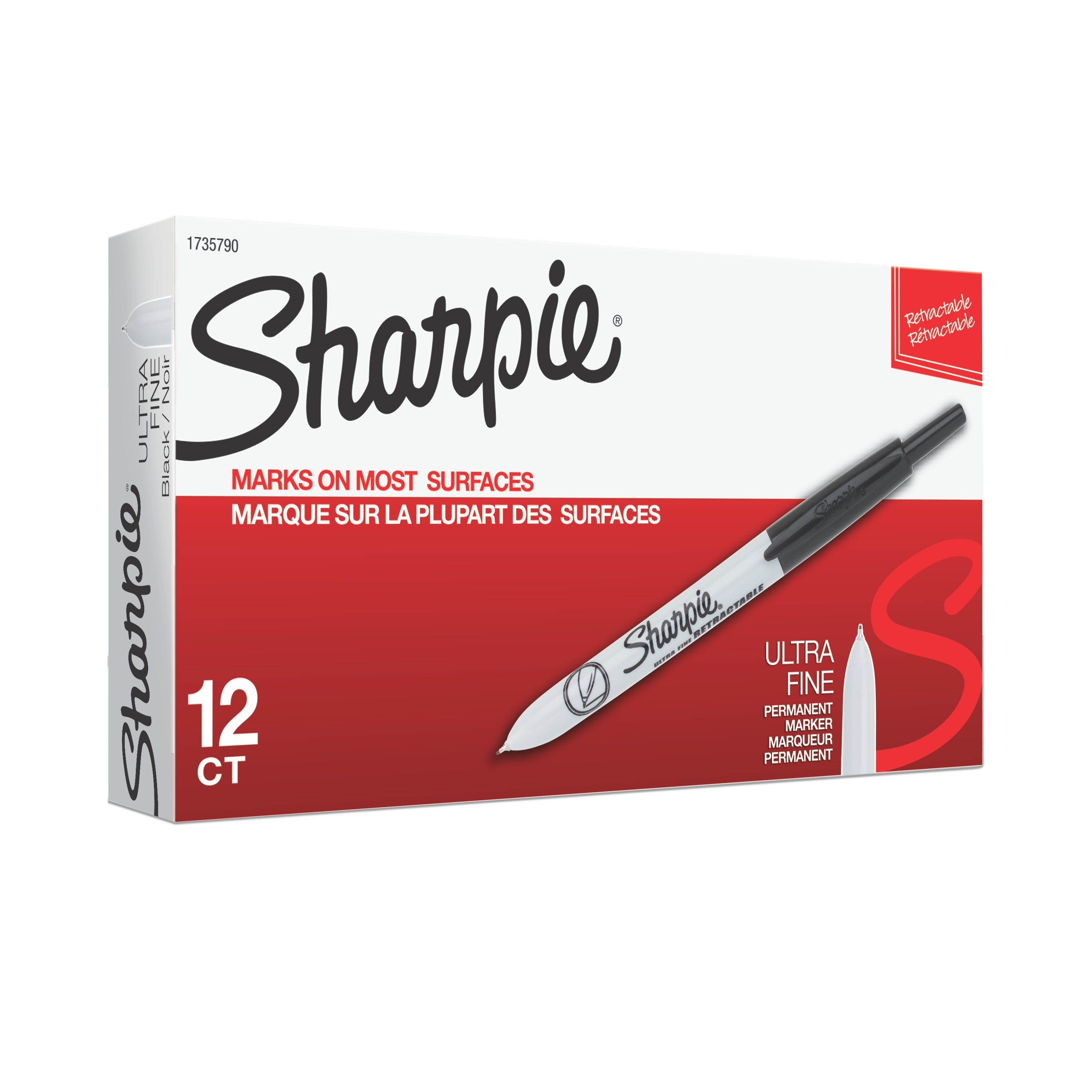 Sharpie Retractable Permanent Marker, Ultra Fine Point, Black, 1 Unit