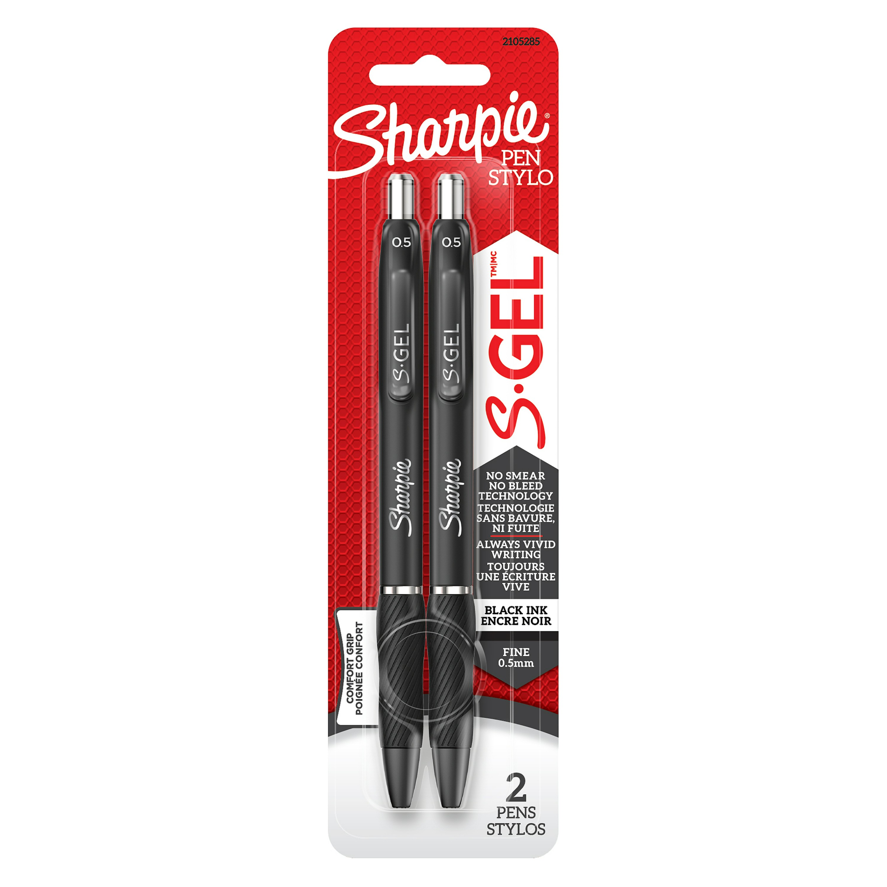Sharpie 2105285 S-Gel Gel Pens, Fine Point (0.5 mm), Black Ink ? 2 Count