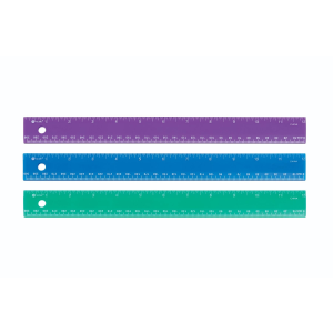 30cm/12? Asst Colours, Double Bevel ? 1/16? & mm Scales / 
30cm/12 po couleurs assorties, deux biseaux ? 1/16 po & mm