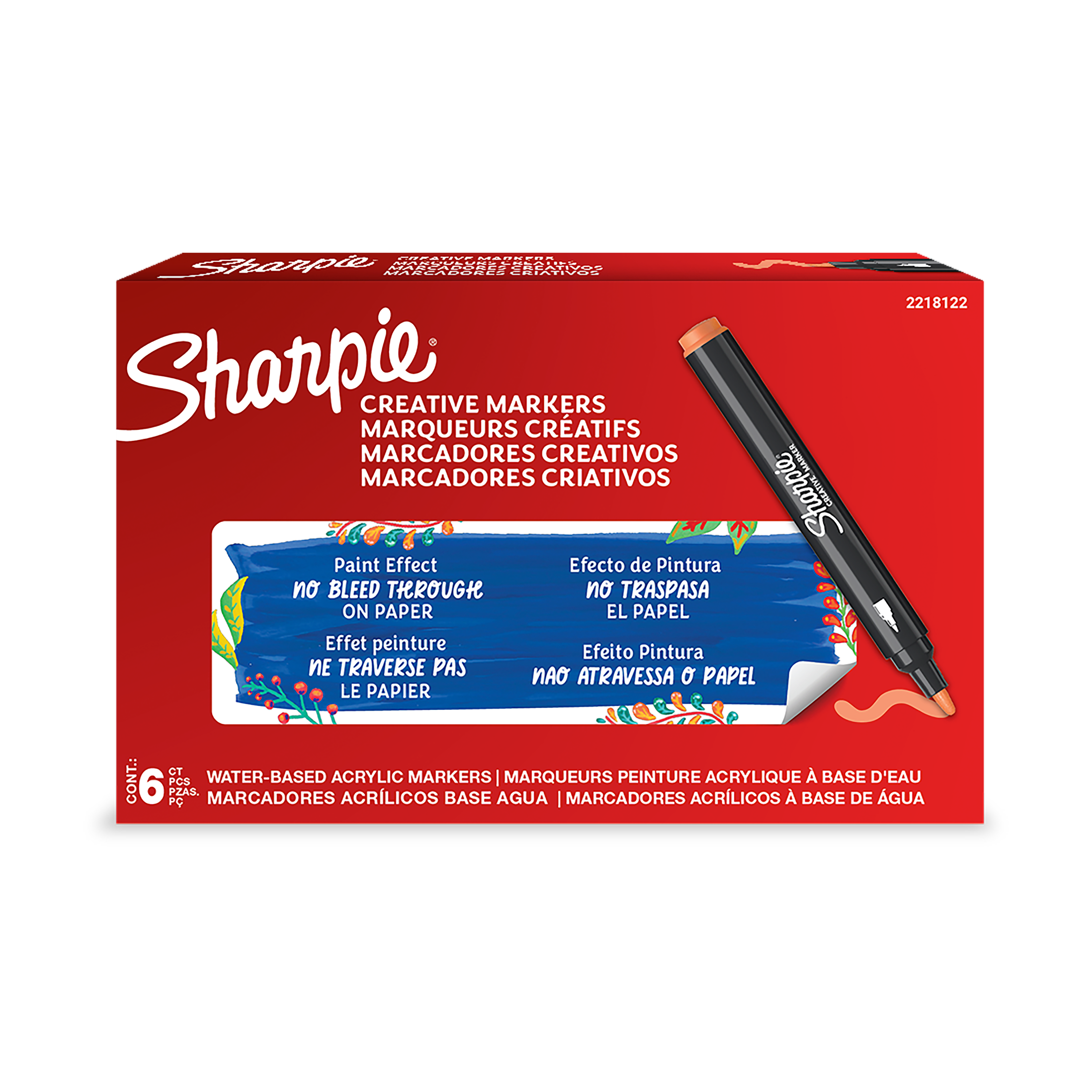 Sharpie Creative Marker, Water-Based Acrylic Marker, Bullet Tip, Orange, 1 Unit